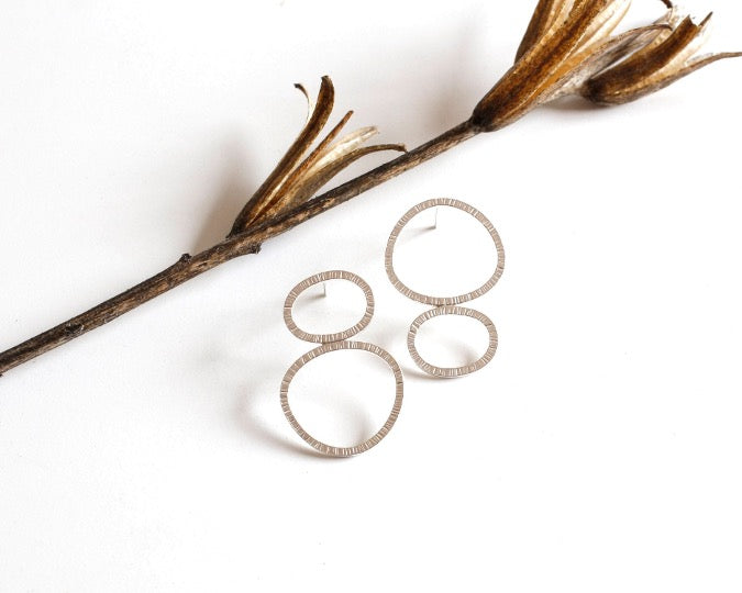 Asymmetrical Silver Multi-Hoop Earrings
