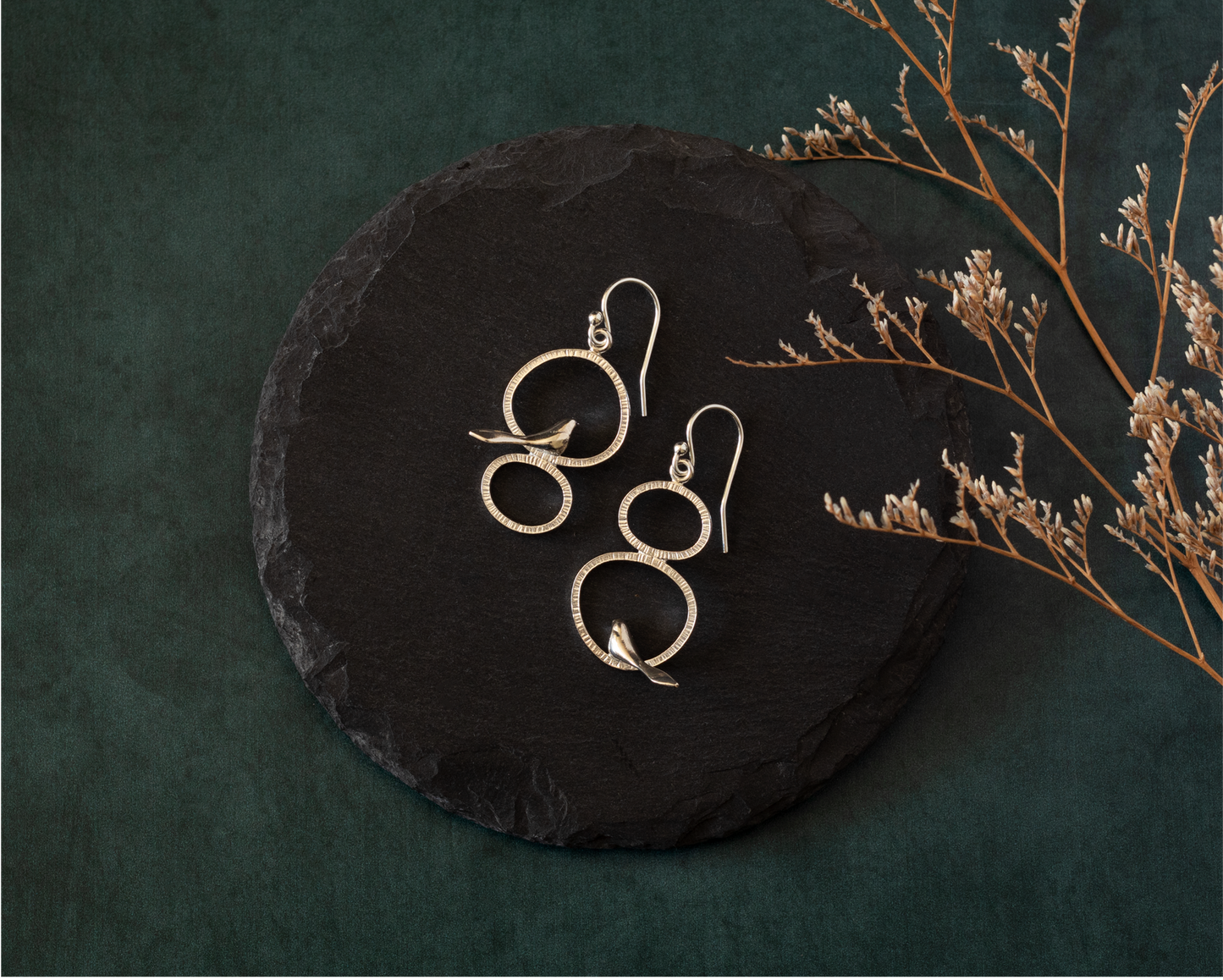 Silver Asymmetrical Bird Earrings