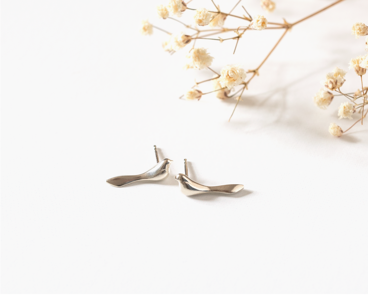 Sterling Silver Bird Stud Earrings
