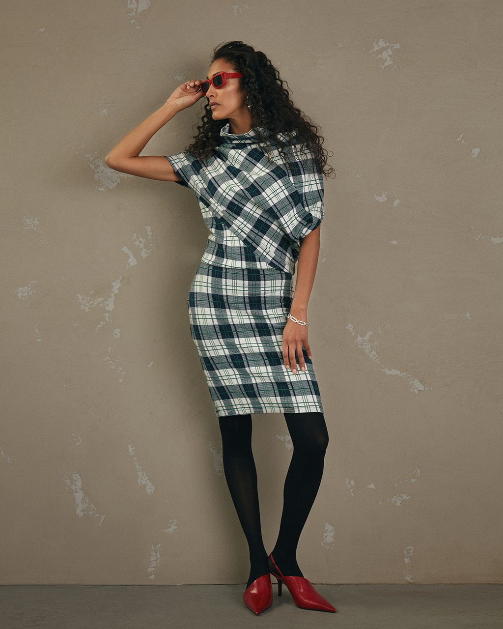 Plaid Asymmetrical Dress