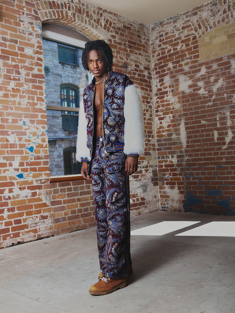 Fur Bomber Jacket Kashmir pants