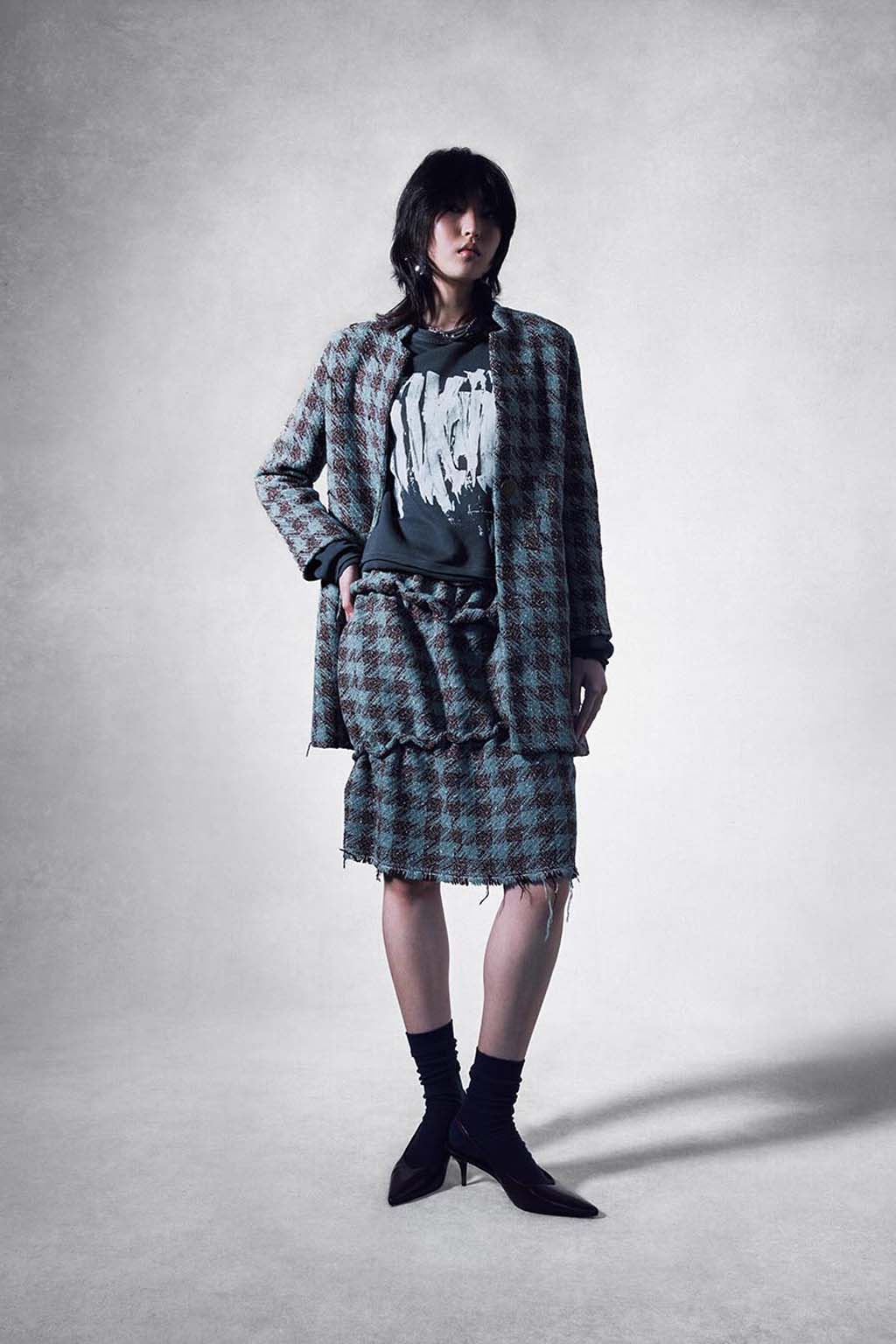 Sage Houndstooth Coat