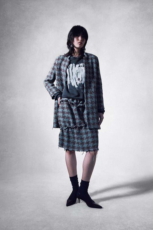 Scrunched Houndstooth Skirt