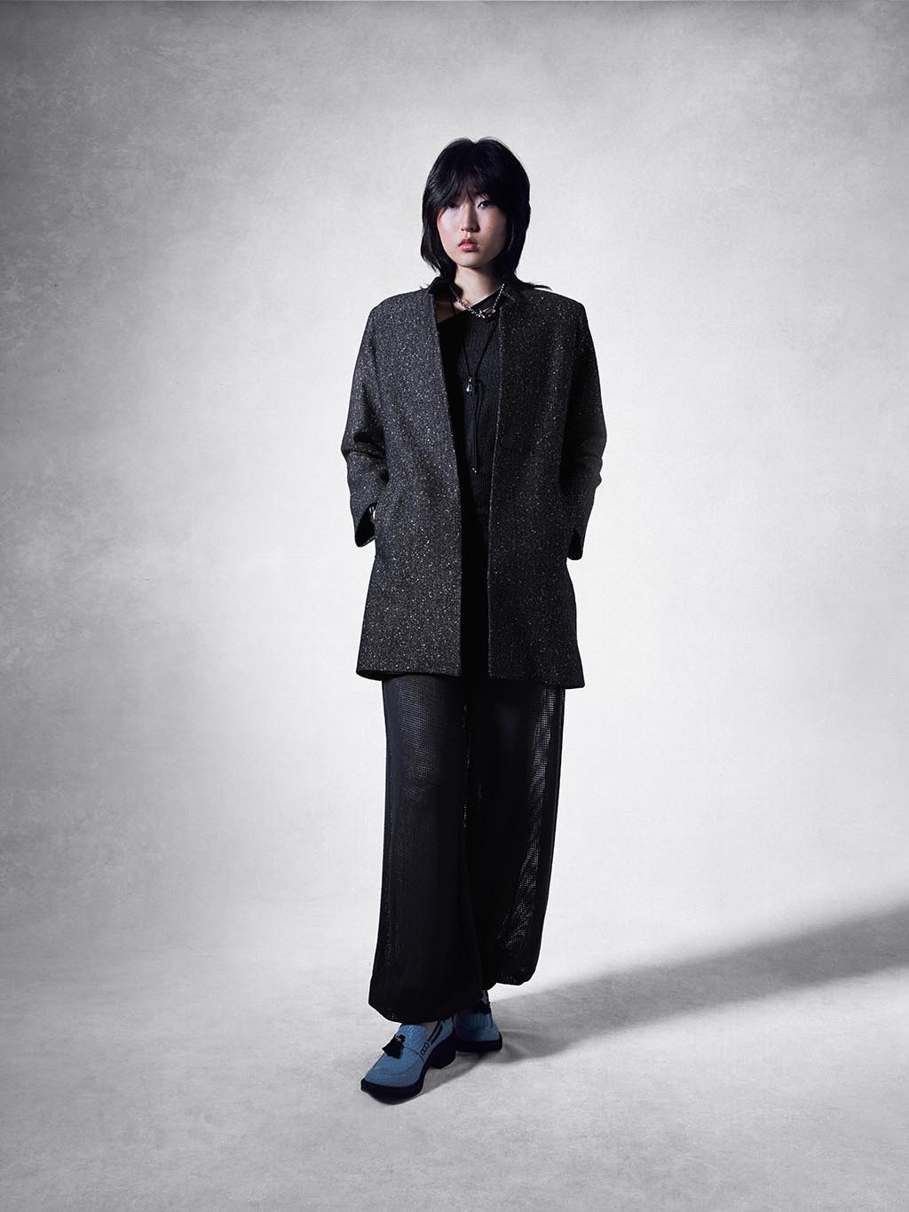 Speckled Herringbone Coat