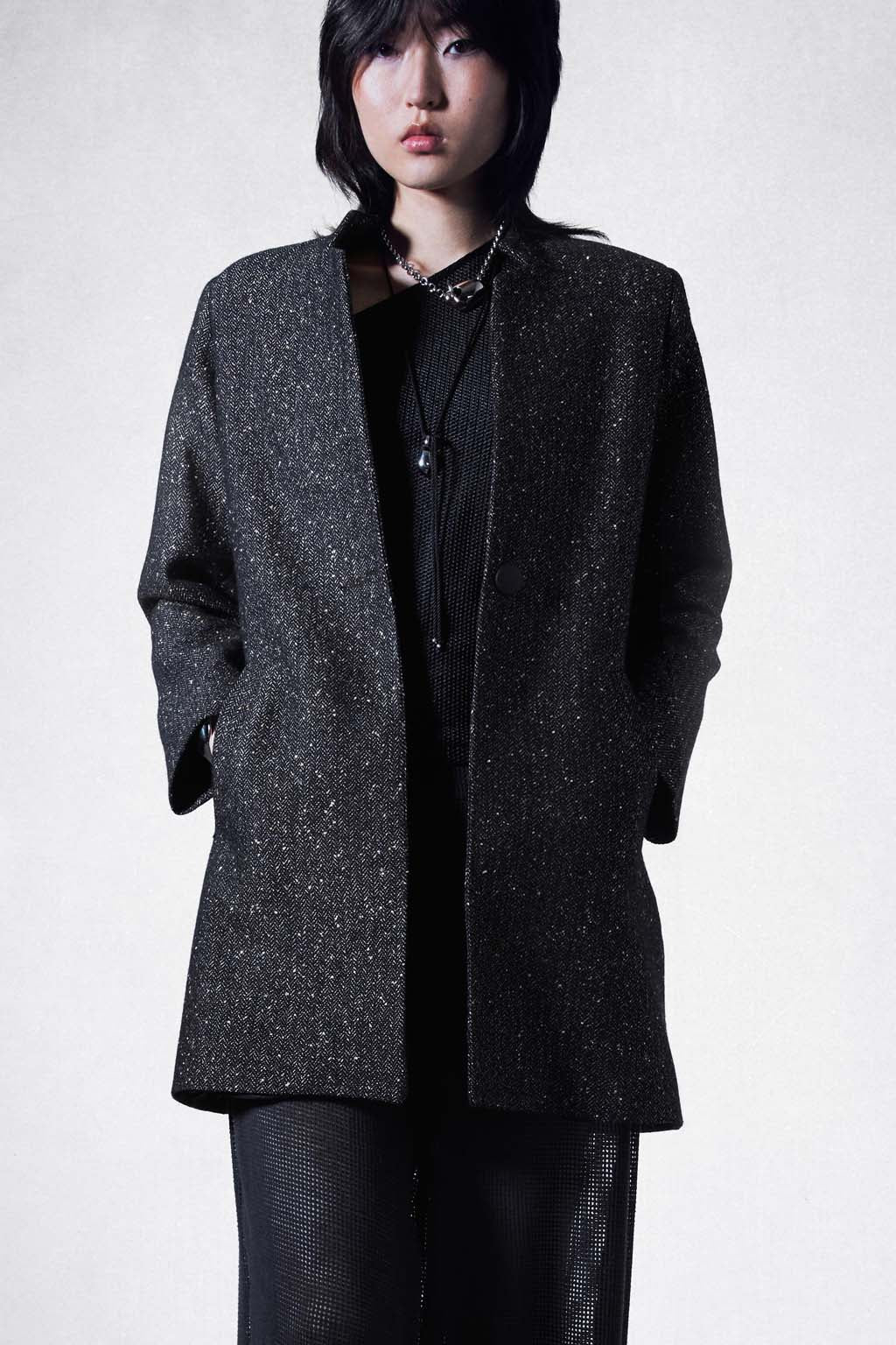 Speckled Herringbone Coat