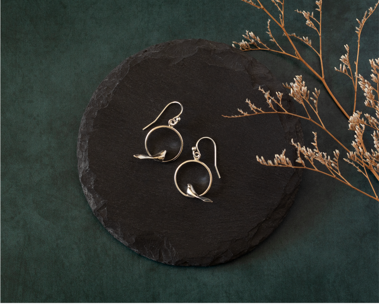 Sterling Silver Bird Hoop Earrings