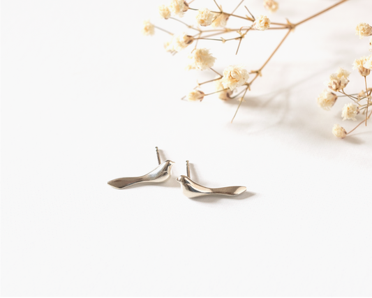 Sterling Silver Bird Stud Earrings