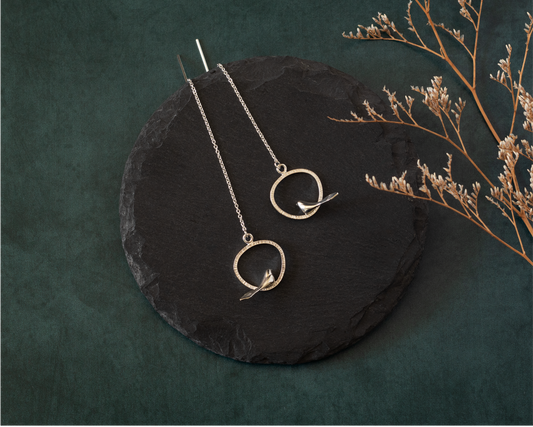 Sterling Silver Bird Threader Earrings